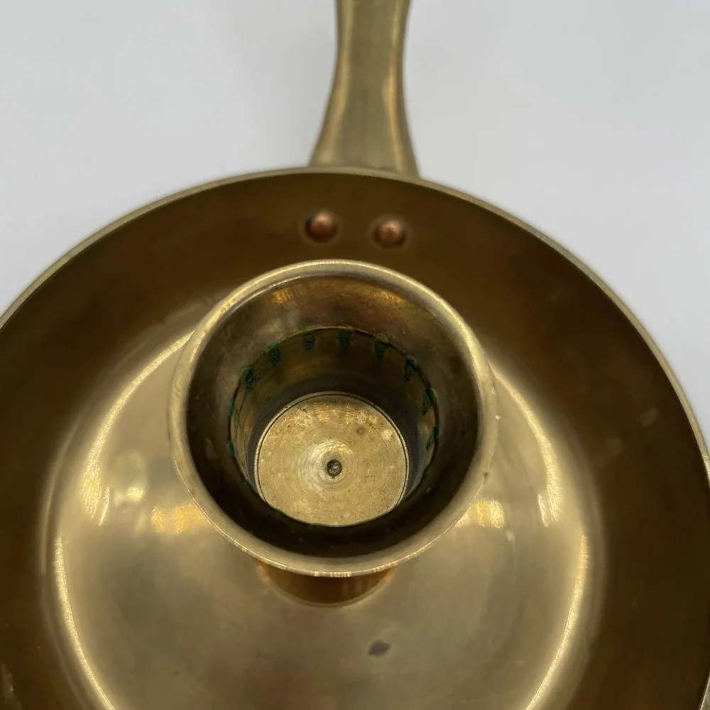 Vintage Solid Brass Frying Pan Drip Pan Candle‎ Holder Made In India